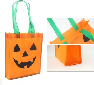 10 Packs Halloween Jack o Lantern Pumpkin Bags Trick or Treat Tote Bags Non-Woven Candy Party Gift Handles Bag 9.8 x11.8 Inch