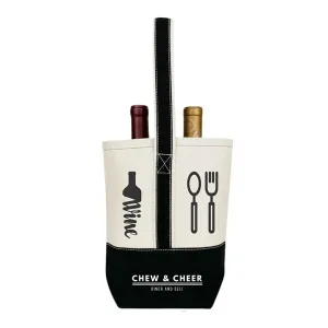 16 Oz. Premium Black Canvas 2 Bottle Wine Tote Bag (Q571211)
