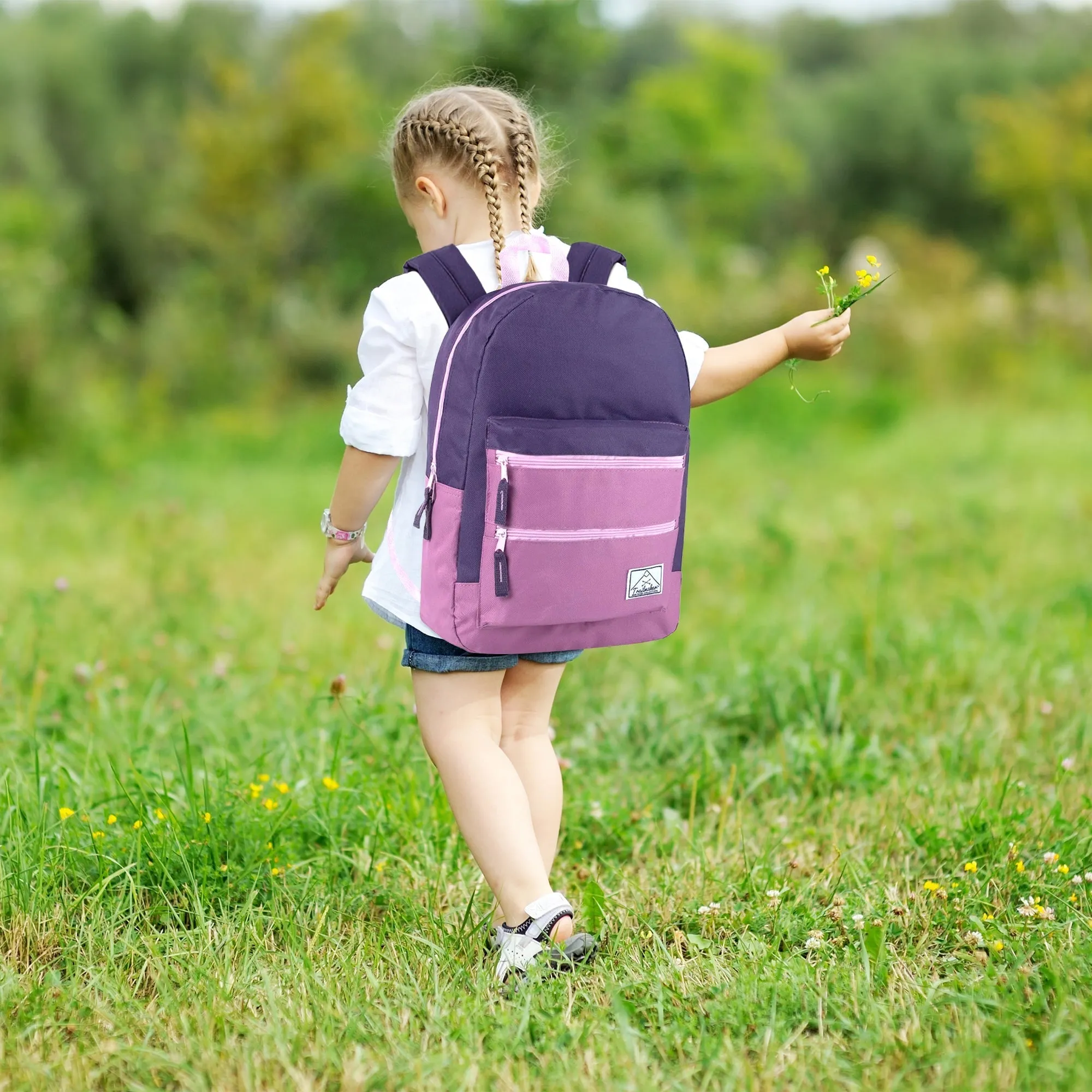 17- Inch Double Front Zippered Pocket Backpack - Girls