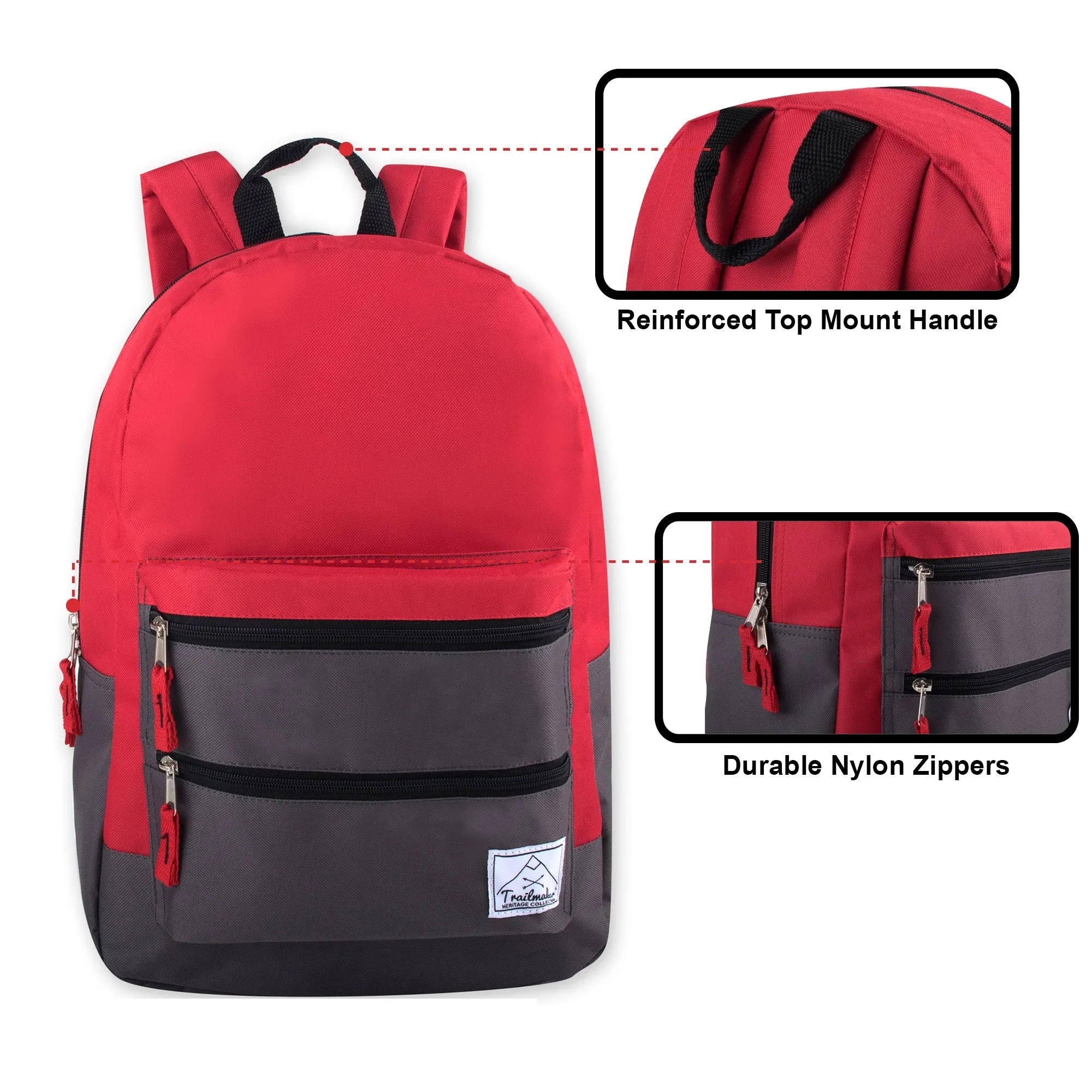 17-Inch Double Front Zippered Pocket Backpack