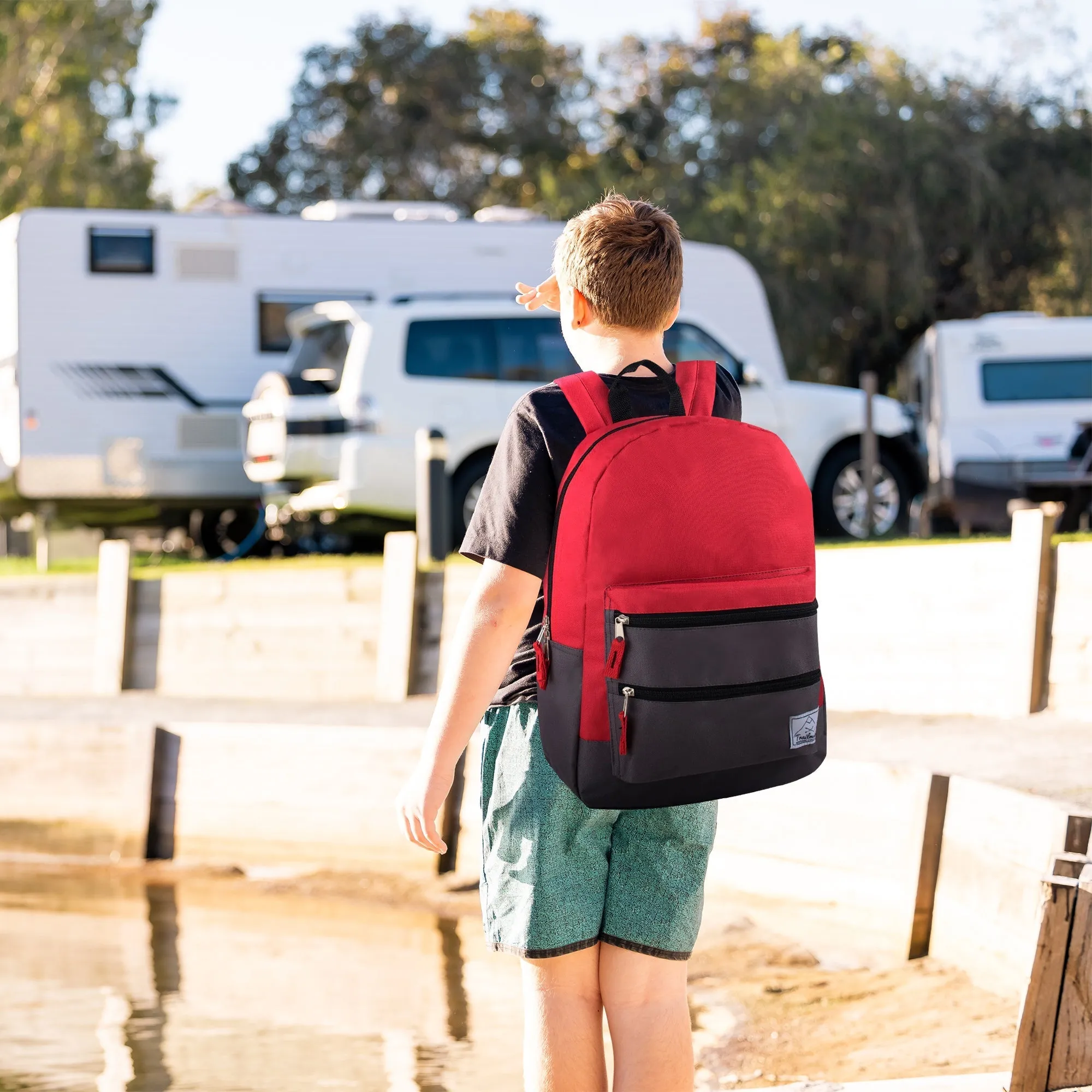 17-Inch Double Front Zippered Pocket Backpack