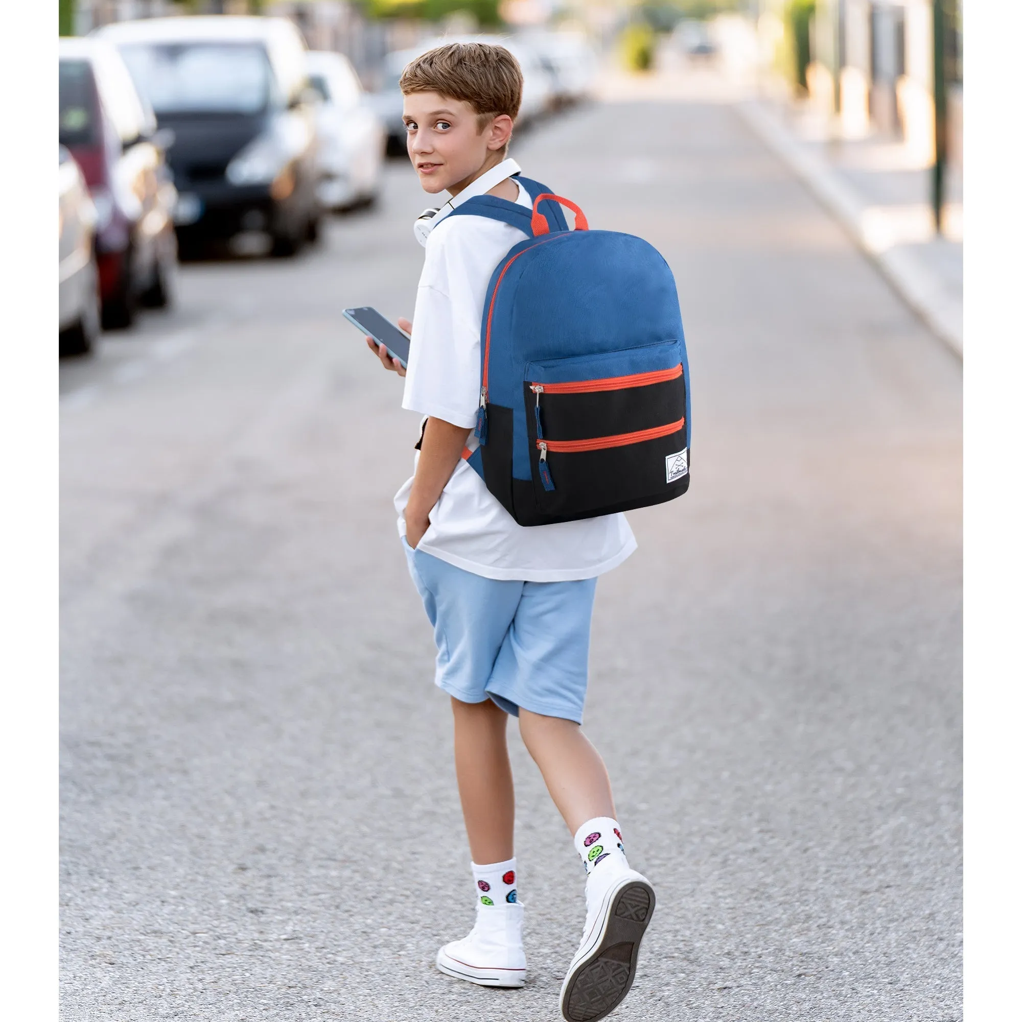 17-Inch Double Front Zippered Pocket Backpack