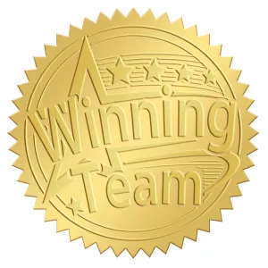 2 Inch Envelope Seals Stickers Winning Team 100pcs Embossed Foil Seals Adhesive Gold Foil Seals Stickers