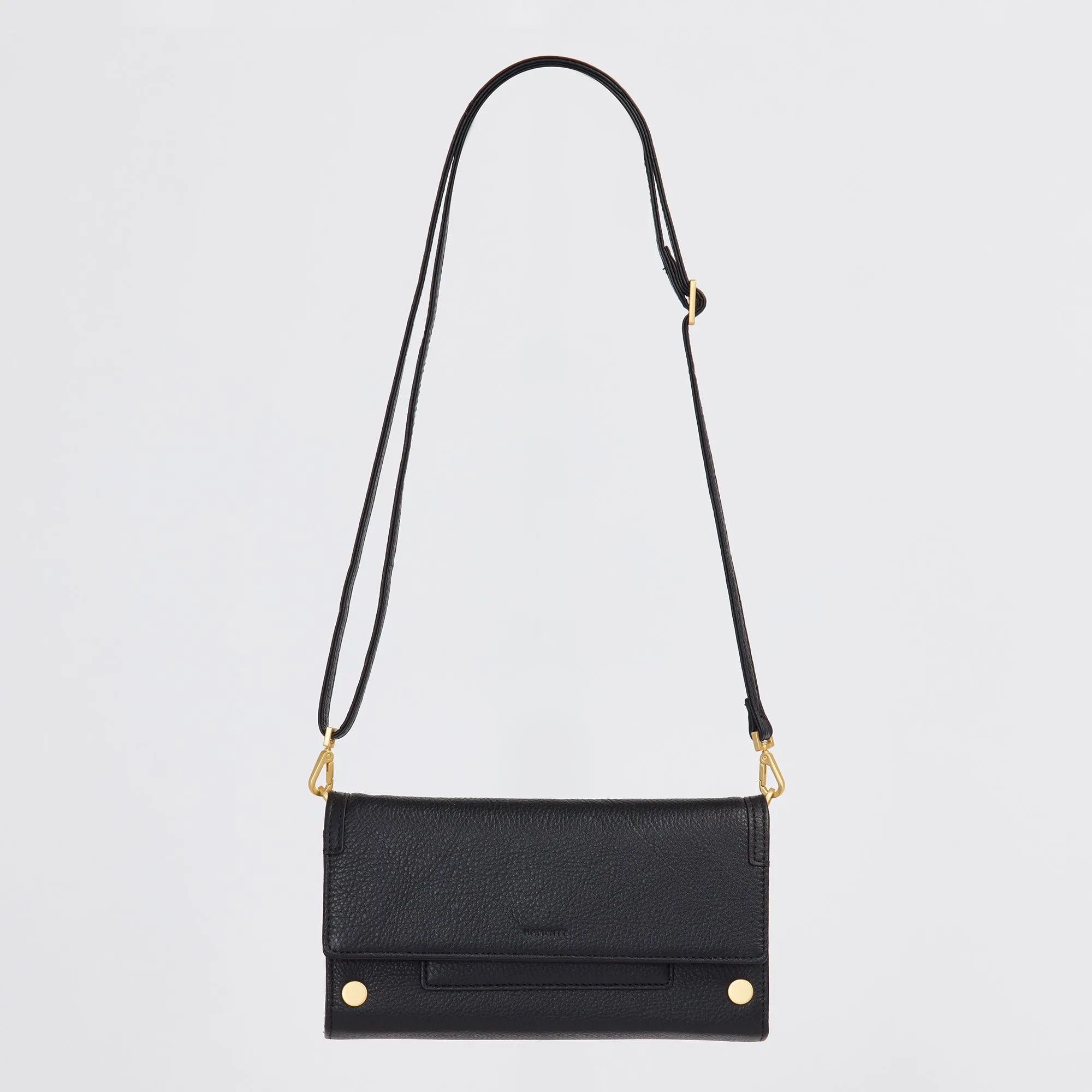 AJ Crossbody Clutch | Black/Brushed Gold Red Zip