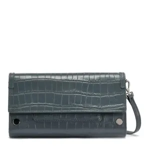 AJ CROSSBODY CLUTCH - Rivers Crocco/Gunmetal