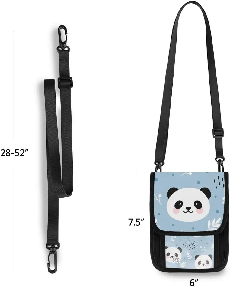 ALAZA Cute Panda With Leaves Dots Small Crossbody Wallet Purse Cell Phone Bag Rfid Passport Holder with Credit Card Slots