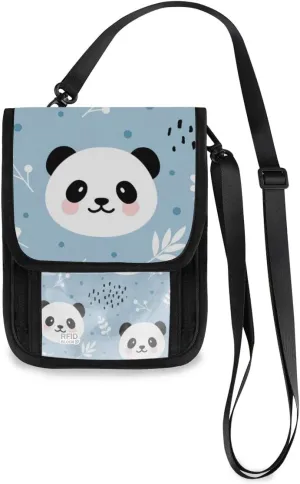ALAZA Cute Panda With Leaves Dots Small Crossbody Wallet Purse Cell Phone Bag Rfid Passport Holder with Credit Card Slots