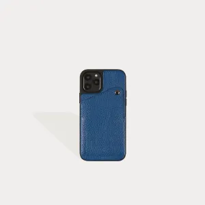 Alex Pebble Leather Wallet Case (no D-rings) - Deep Blue/Pewter