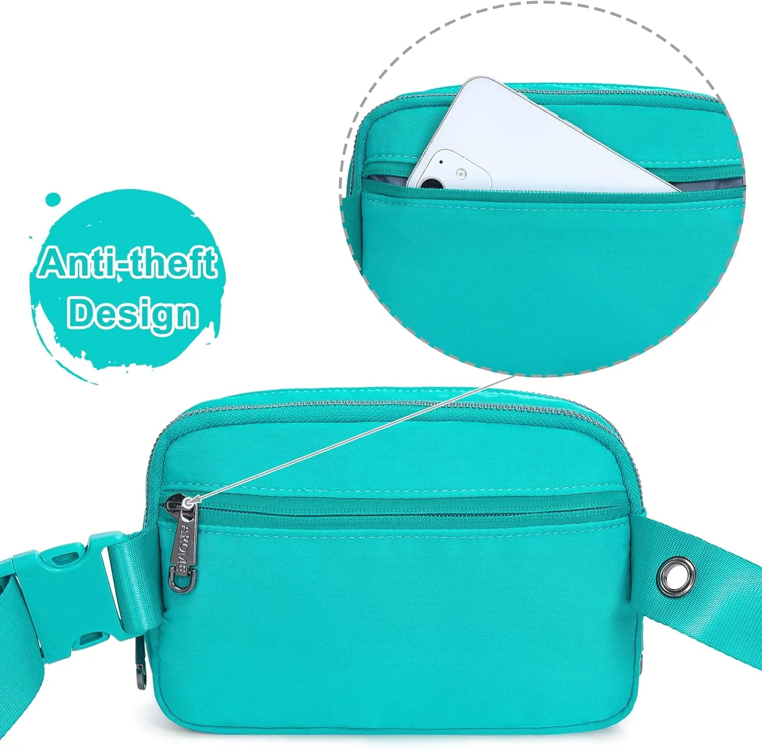 AROME Mini Belt Bag for Women, Fashion Waist Packs Fanny Pack Crossbody Bags with Strap Extender for Women Men, Waterproof Waist Bag Hip Bum Bag for Casual Travel Running Hiking Outdoor Sports