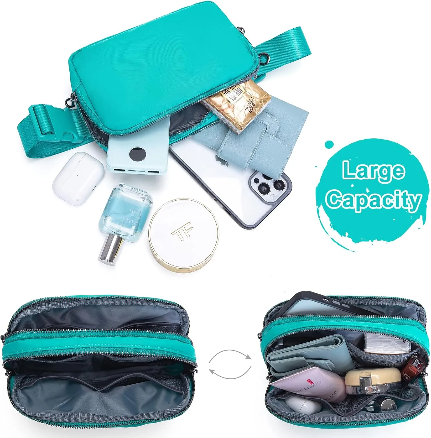 AROME Mini Belt Bag for Women, Fashion Waist Packs Fanny Pack Crossbody Bags with Strap Extender for Women Men, Waterproof Waist Bag Hip Bum Bag for Casual Travel Running Hiking Outdoor Sports
