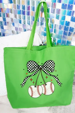 Baseball Cherries Canvas Jumbo Tote
