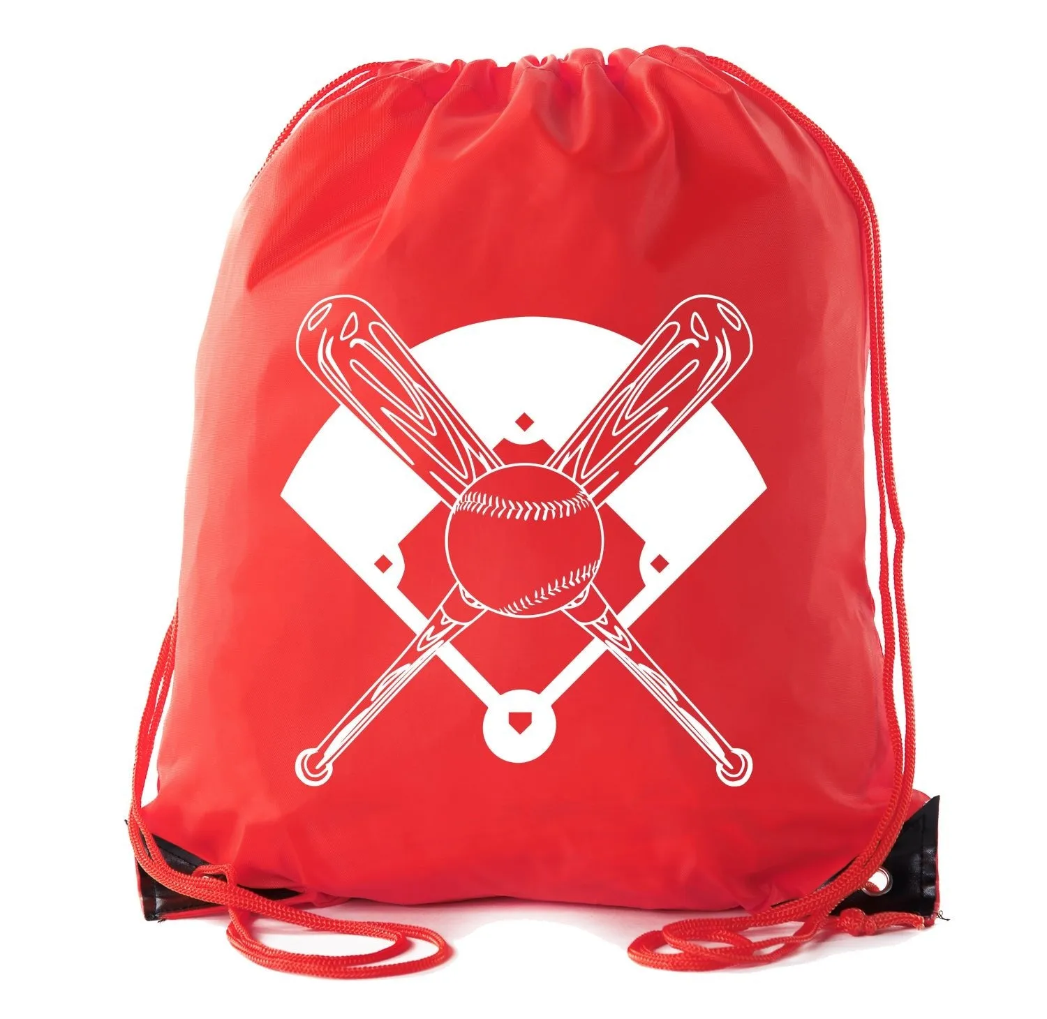 Bats, Baseball & Diamond Polyester Drawstring Bag