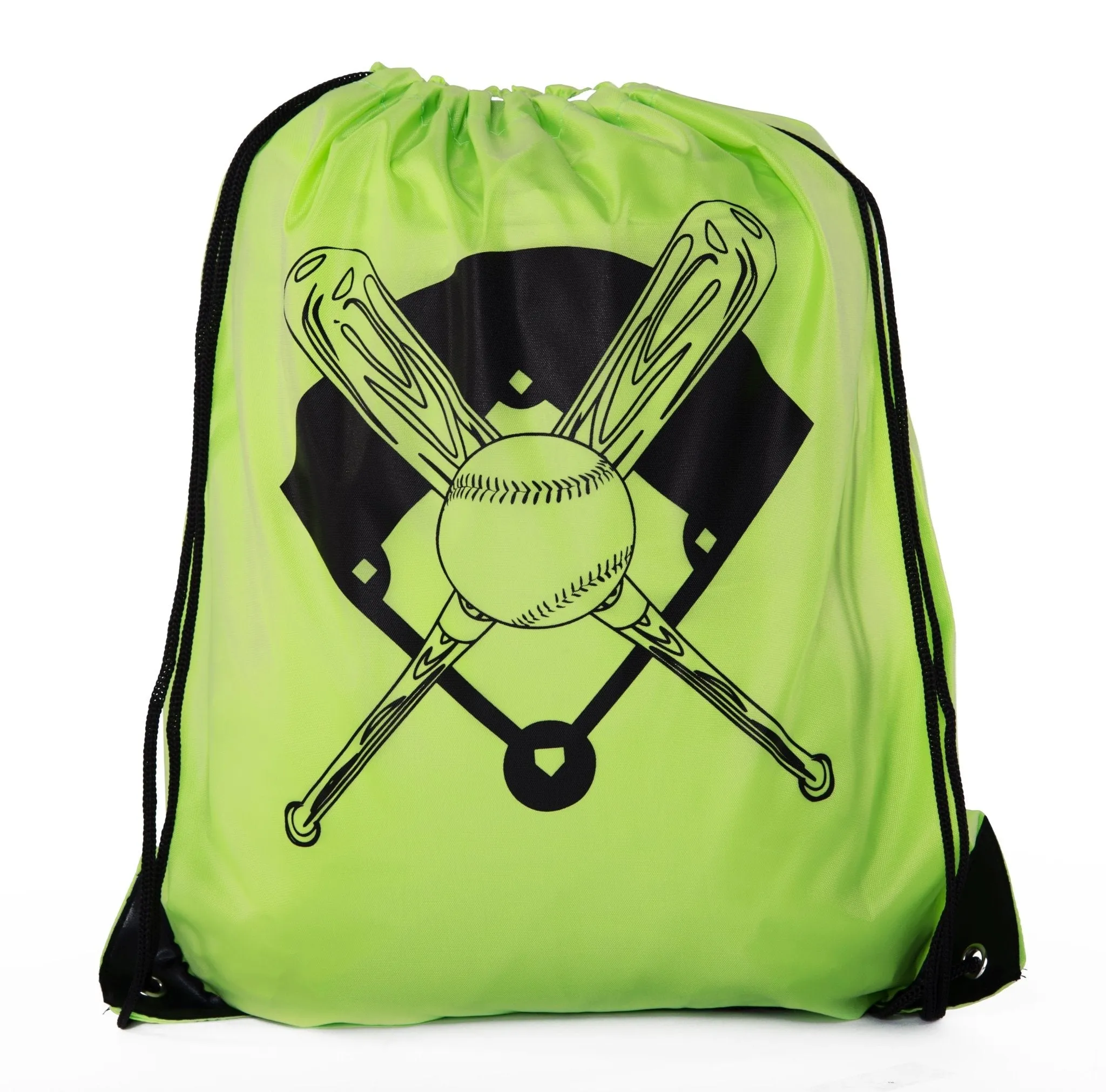 Bats, Baseball & Diamond Polyester Drawstring Bag
