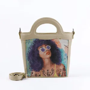 Beige Top Handle Handbag Flamingo Queen