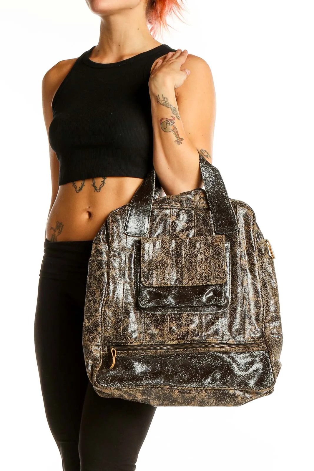 Brown Distressed Leather Satchel
