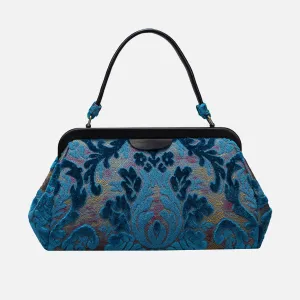 Burnout Velvet Aqua Blue Top Handle Purse