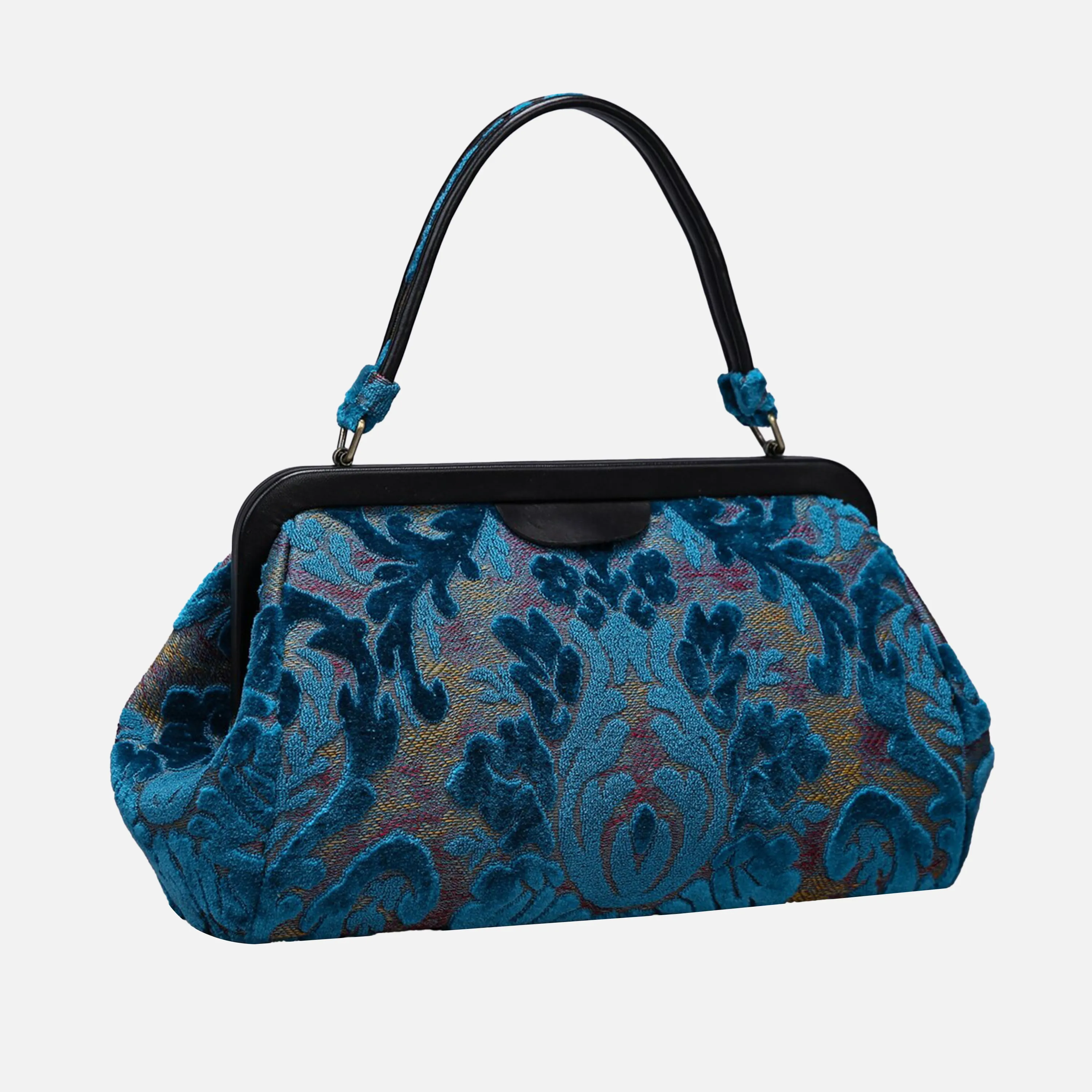 Burnout Velvet Aqua Blue Top Handle Purse