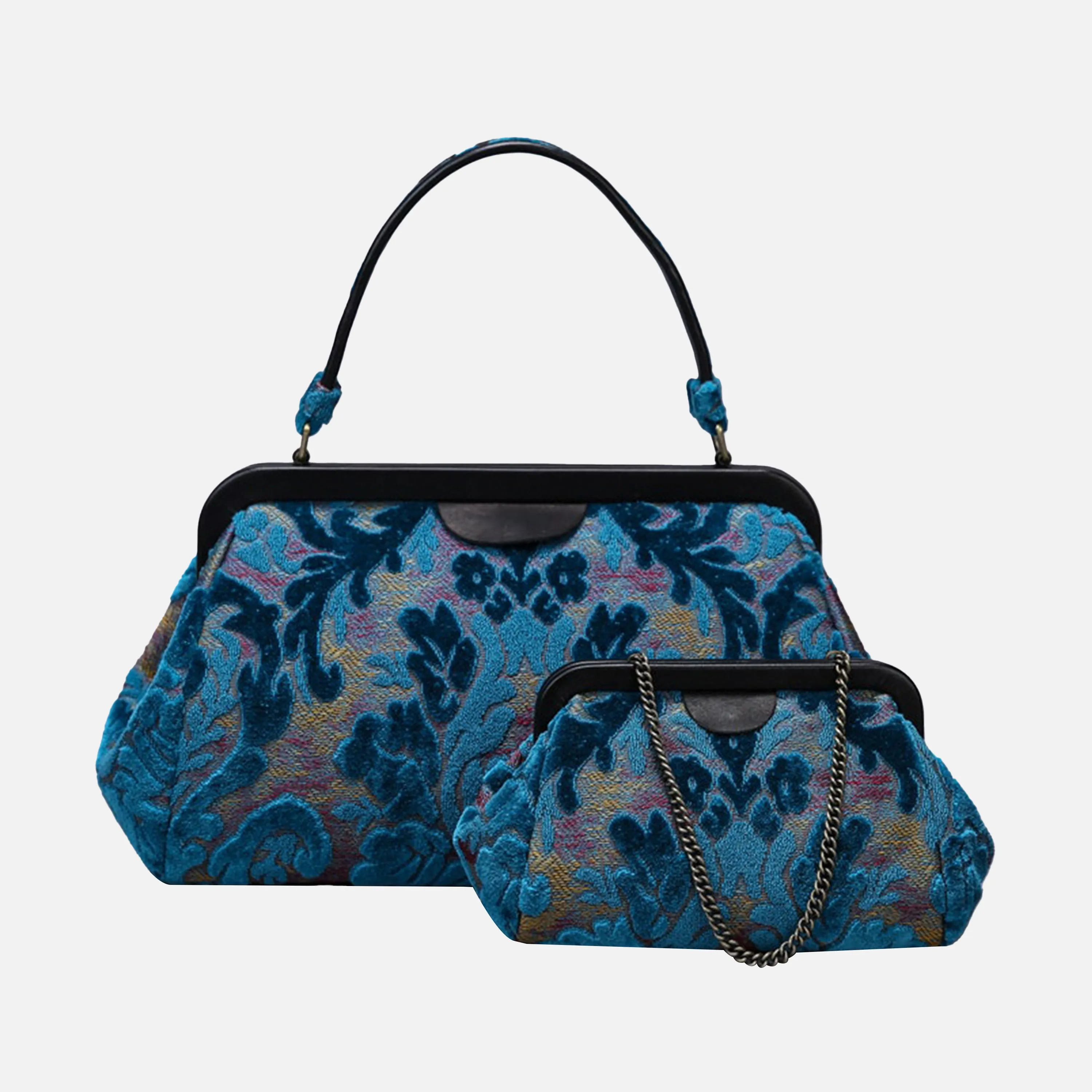 Burnout Velvet Aqua Blue Top Handle Purse