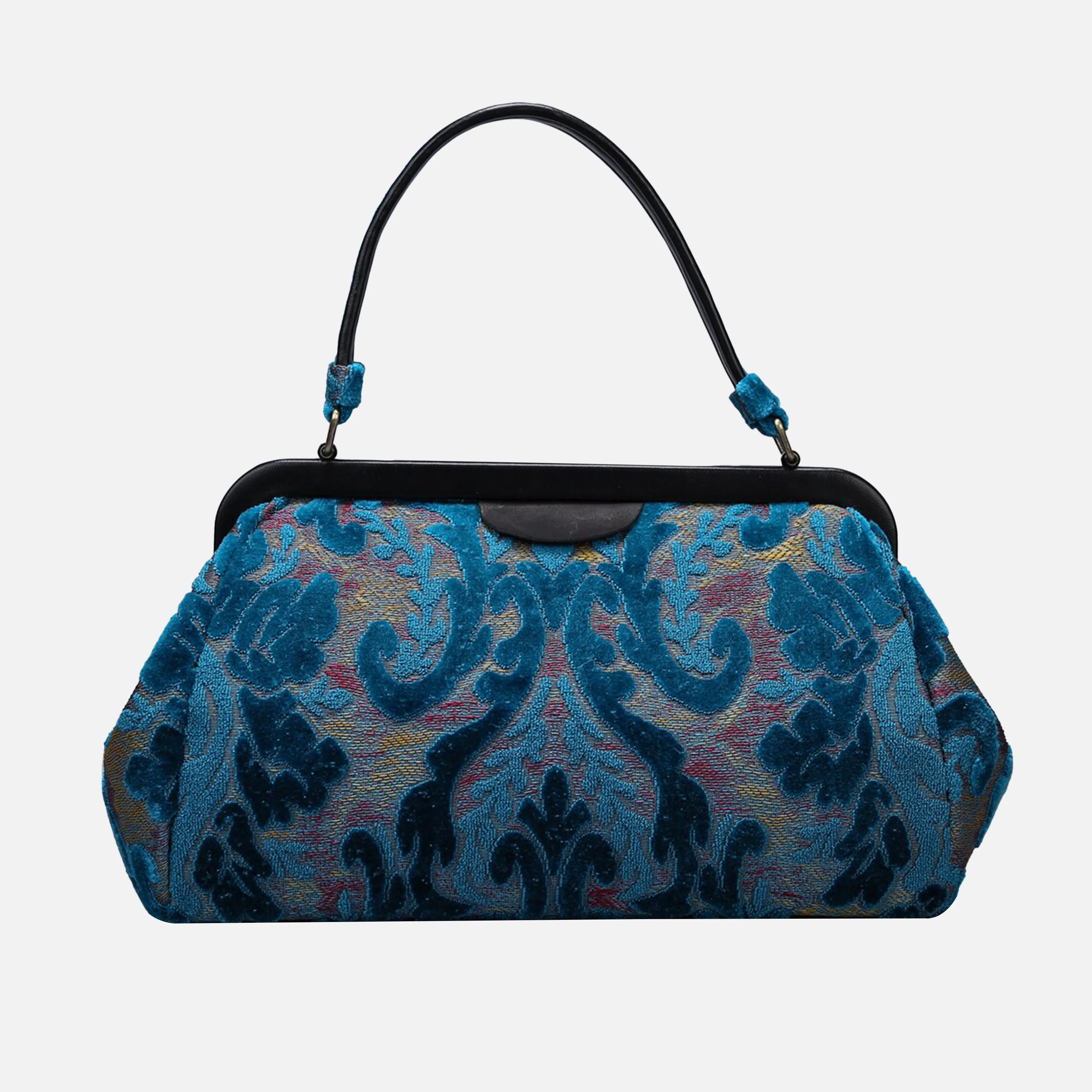 Burnout Velvet Aqua Blue Top Handle Purse