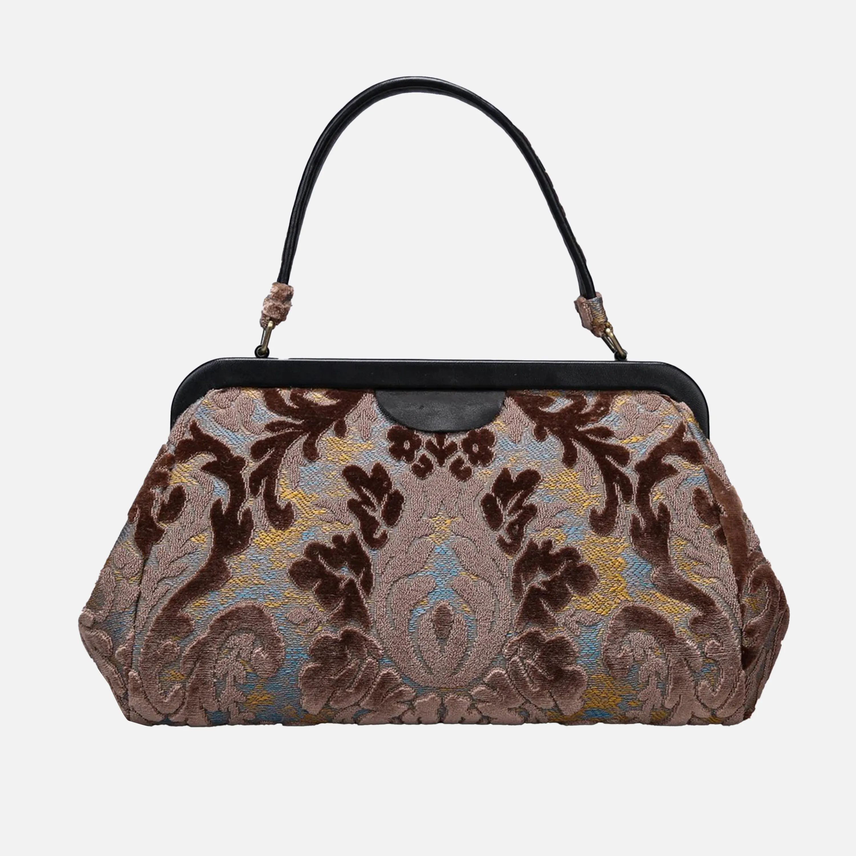 Burnout Velvet Camel Top Handle Purse