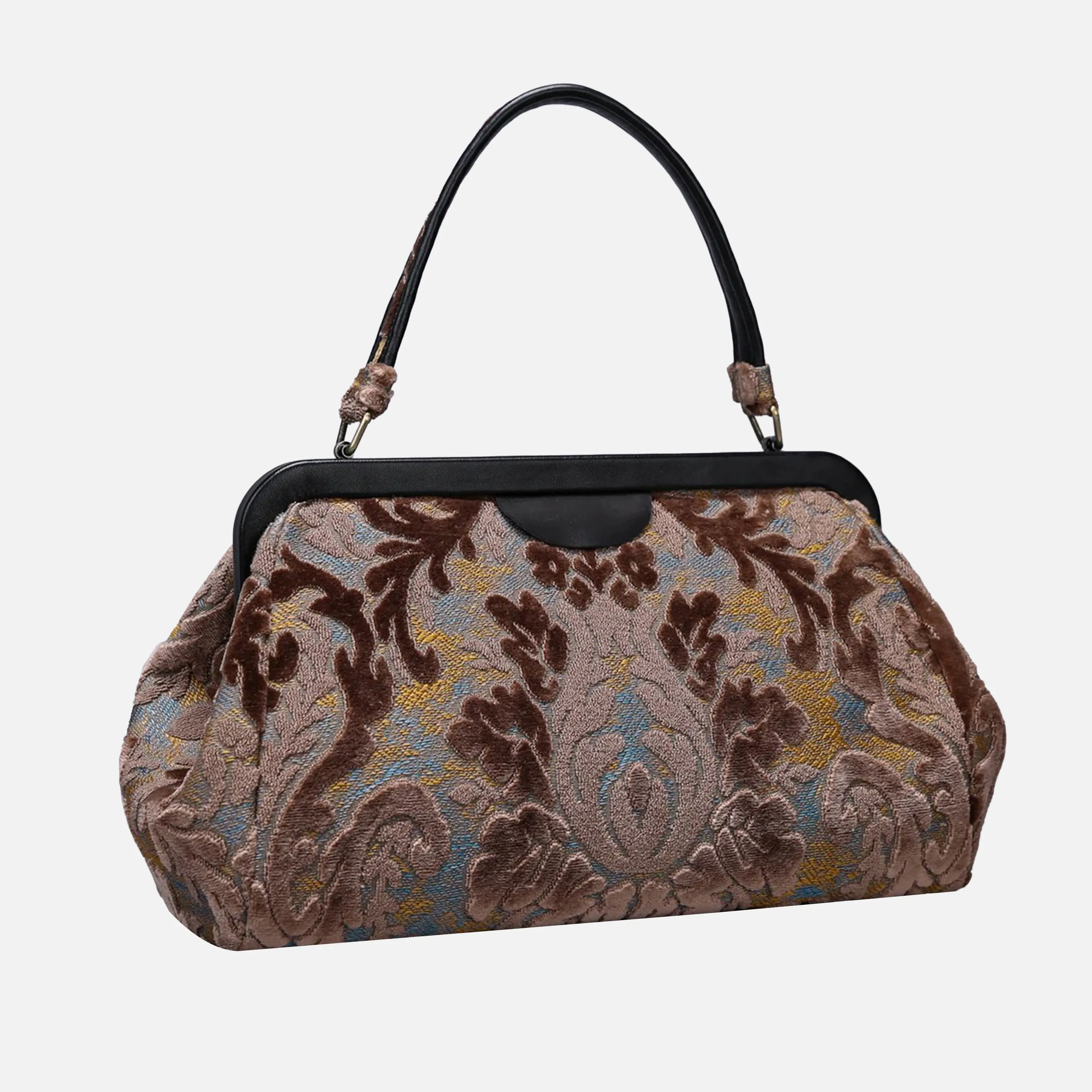 Burnout Velvet Camel Top Handle Purse