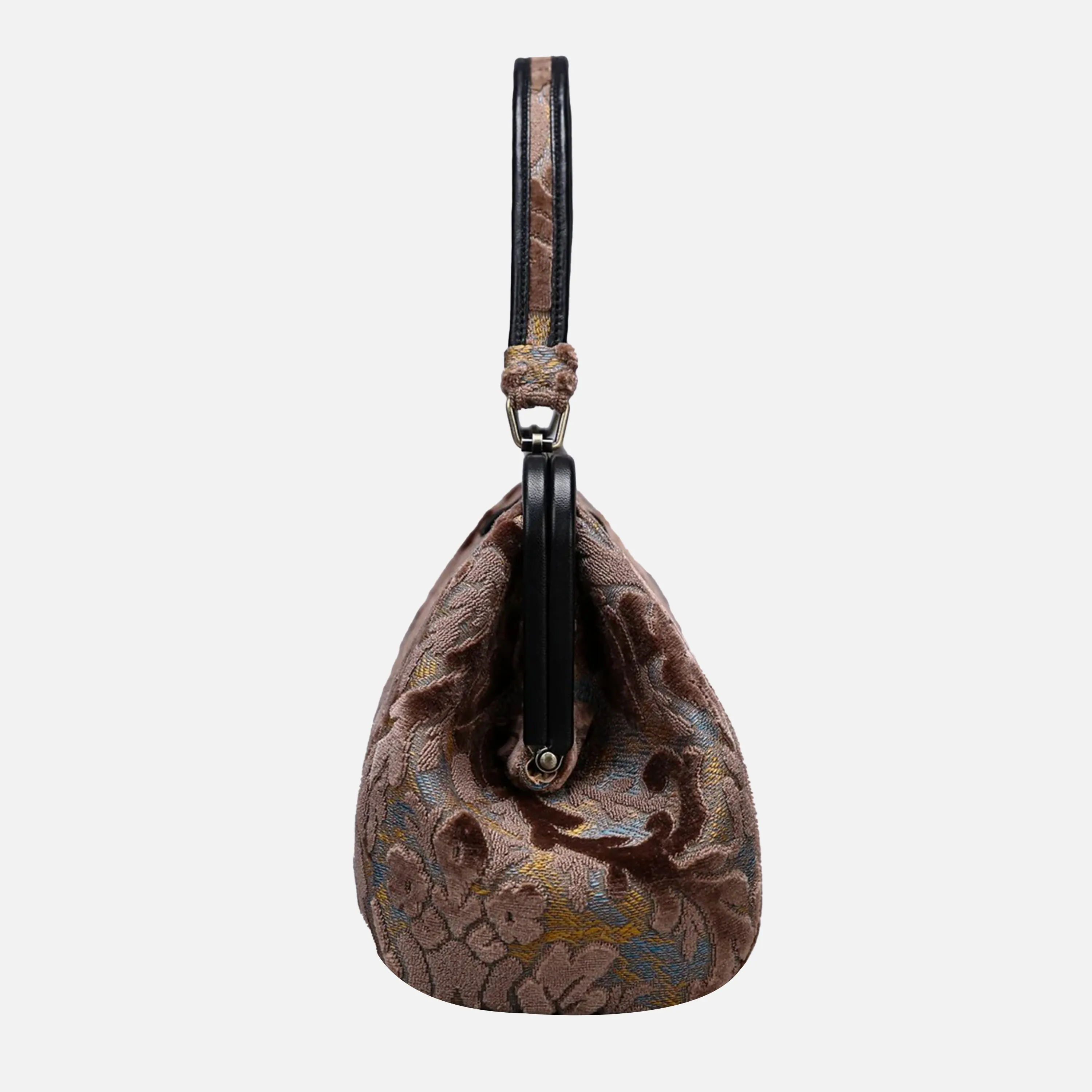 Burnout Velvet Camel Top Handle Purse