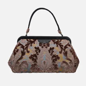 Burnout Velvet Camel Top Handle Purse