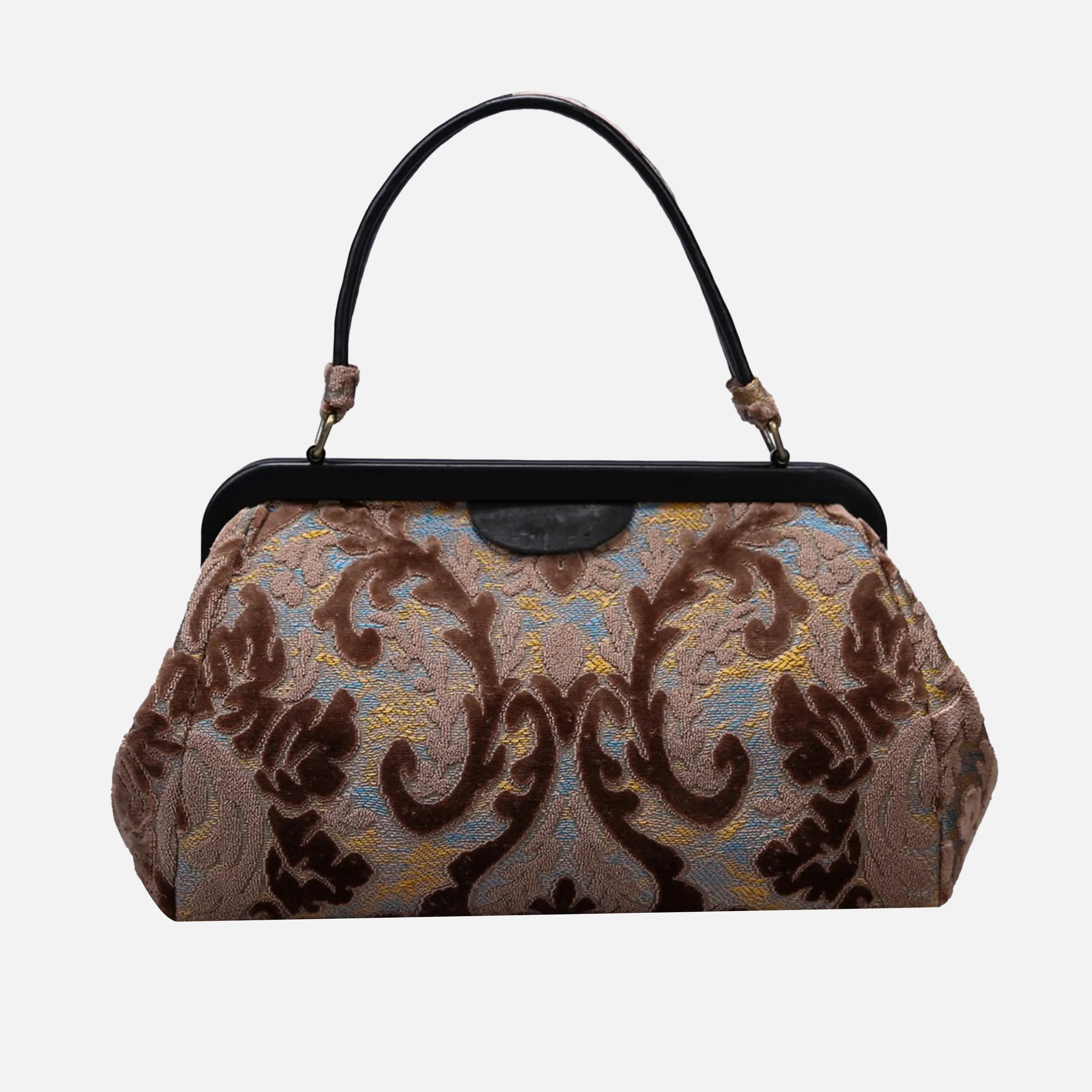 Burnout Velvet Camel Top Handle Purse