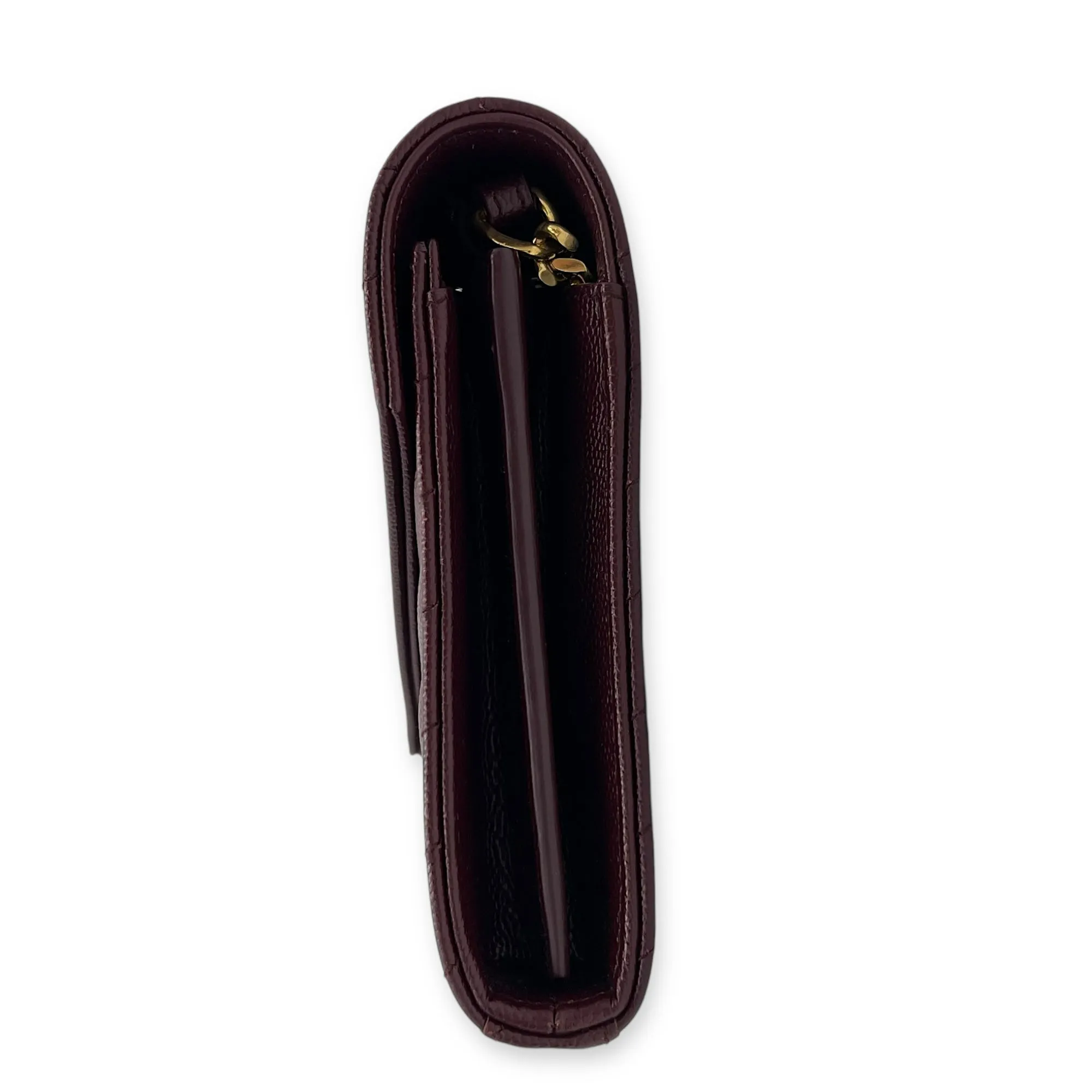 Cassandre Red Wallet On Chain in Calfskin, Gold hardware