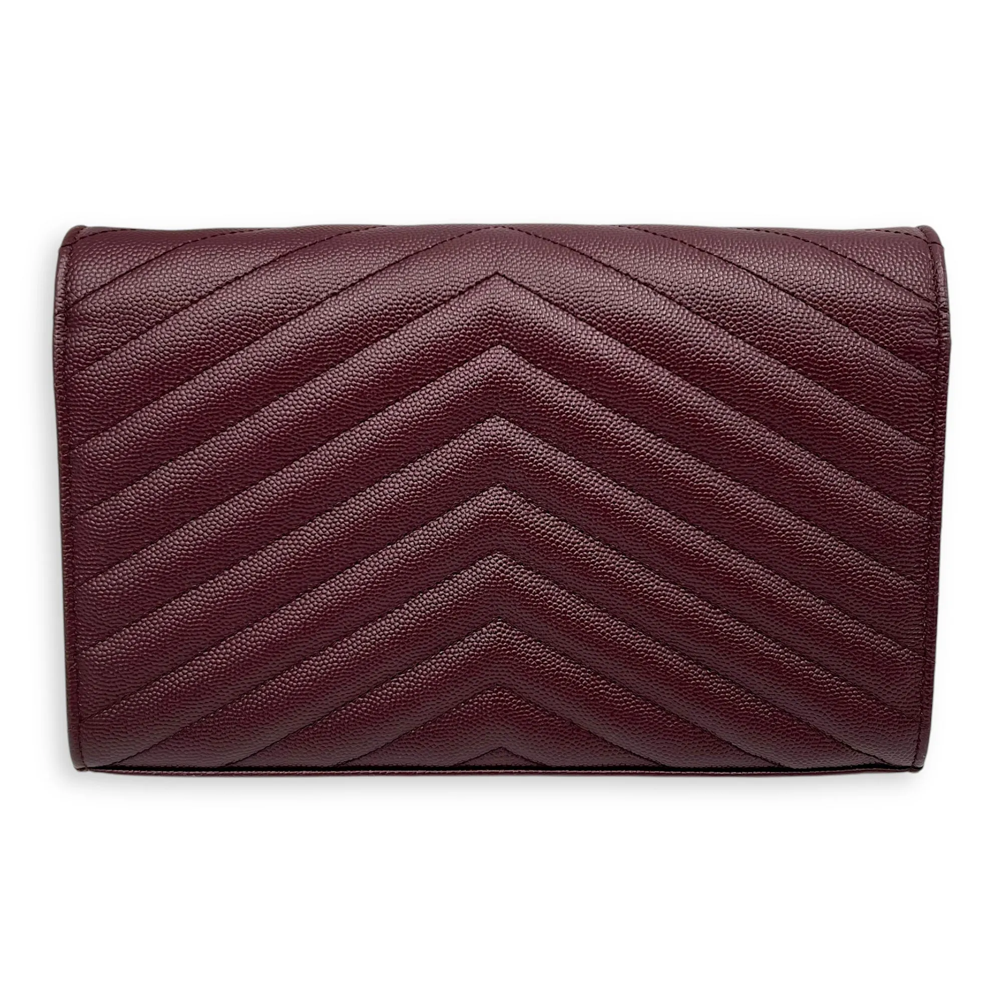 Cassandre Red Wallet On Chain in Calfskin, Gold hardware