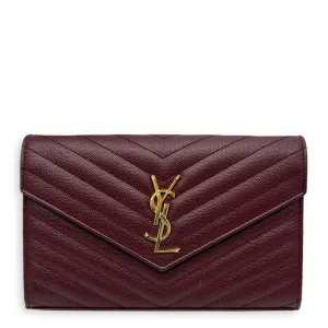 Cassandre Red Wallet On Chain in Calfskin, Gold hardware