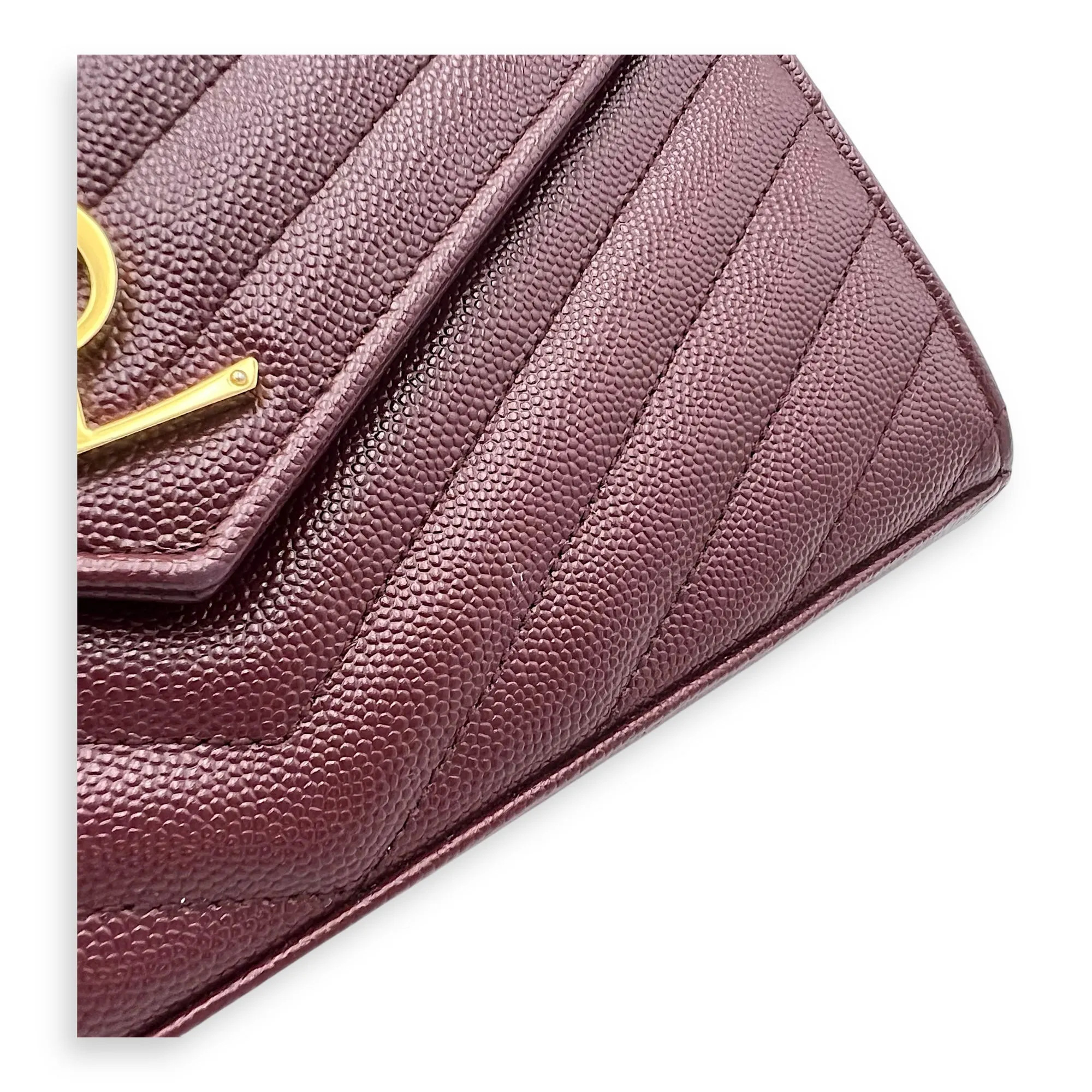 Cassandre Red Wallet On Chain in Calfskin, Gold hardware