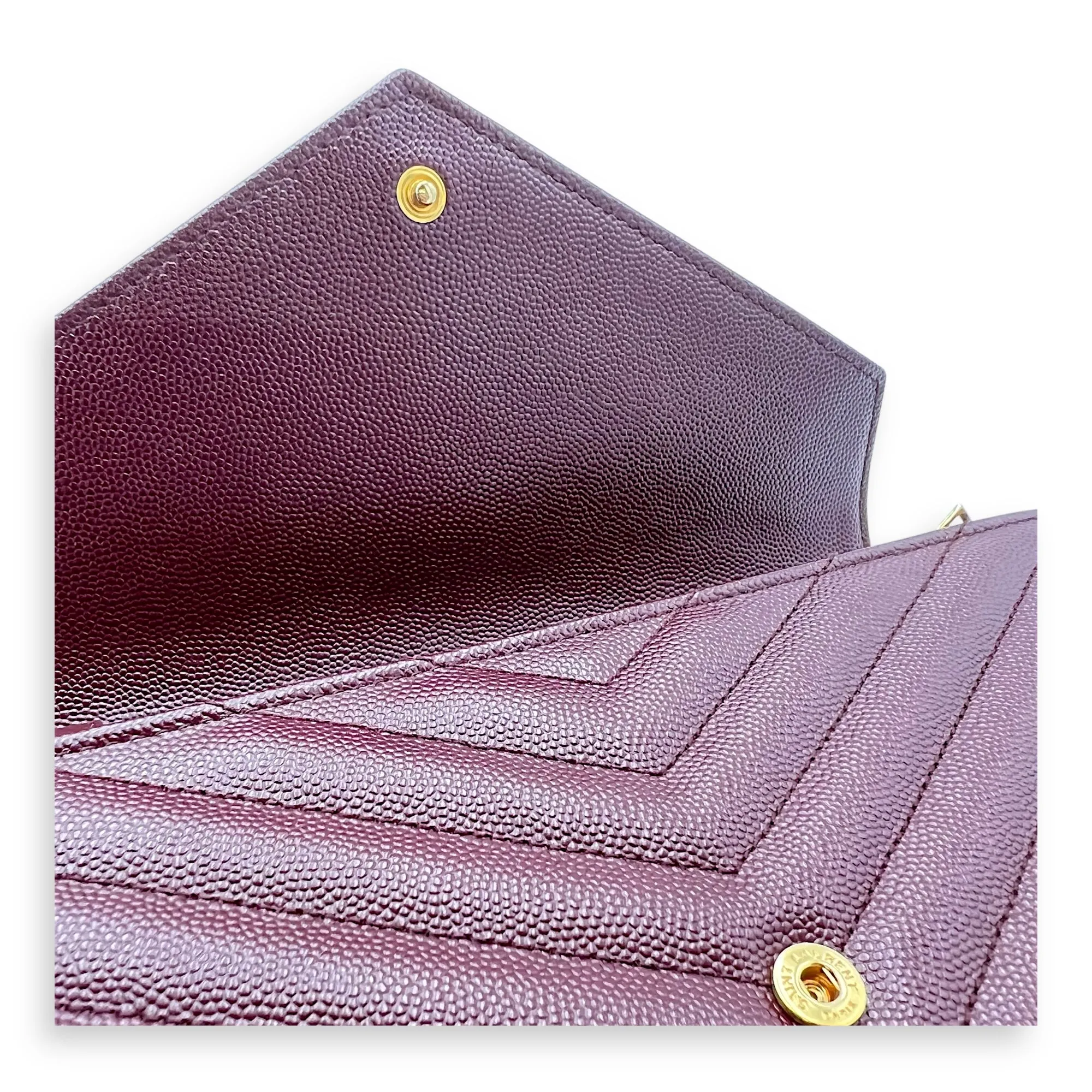 Cassandre Red Wallet On Chain in Calfskin, Gold hardware