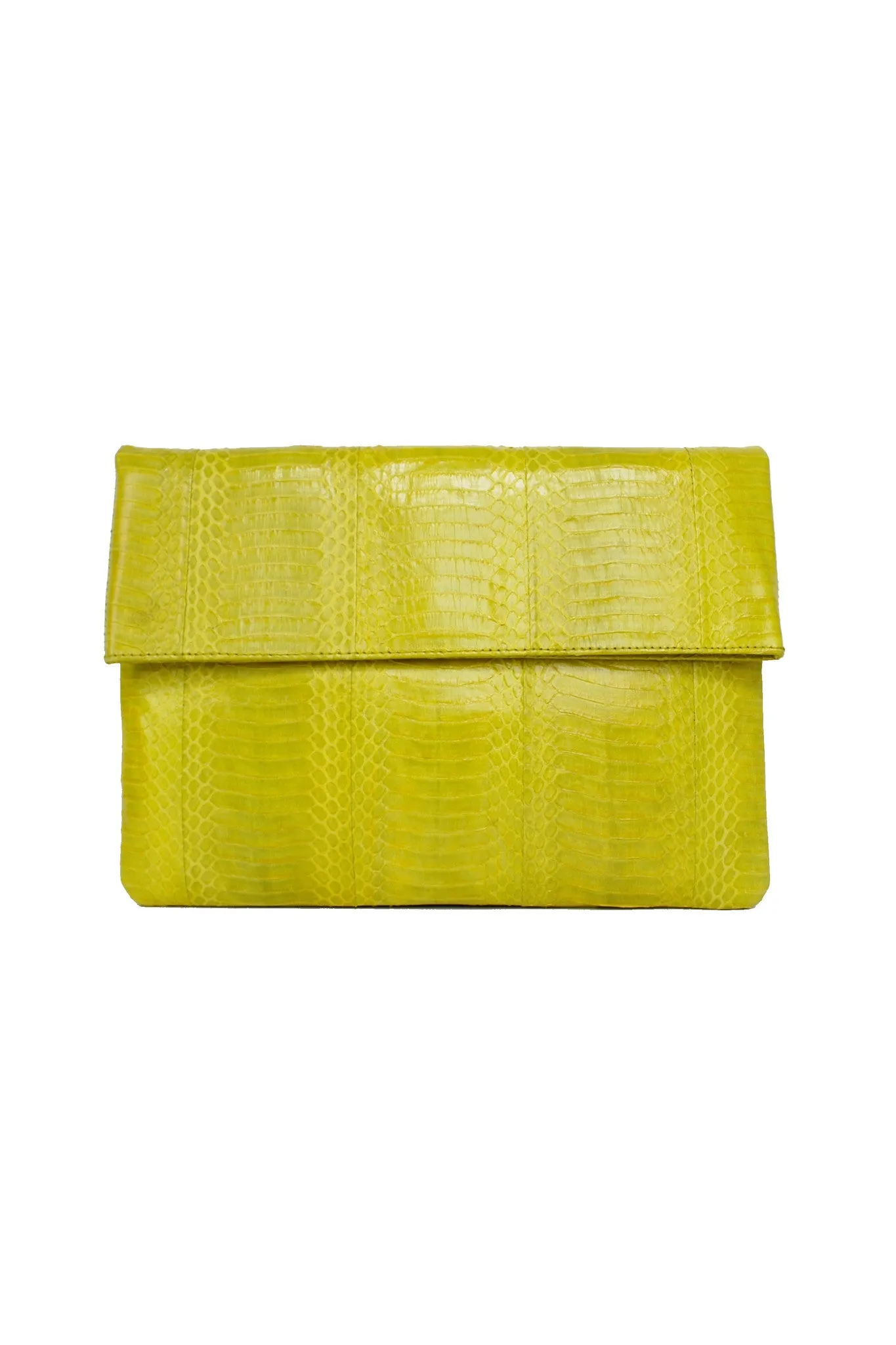 CHARTREUSE SNAKESKIN FOLDING CLUTCH