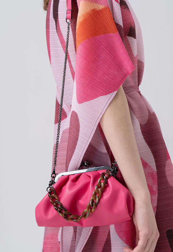Choice Clutch Bag With Metallic Chain Fushia