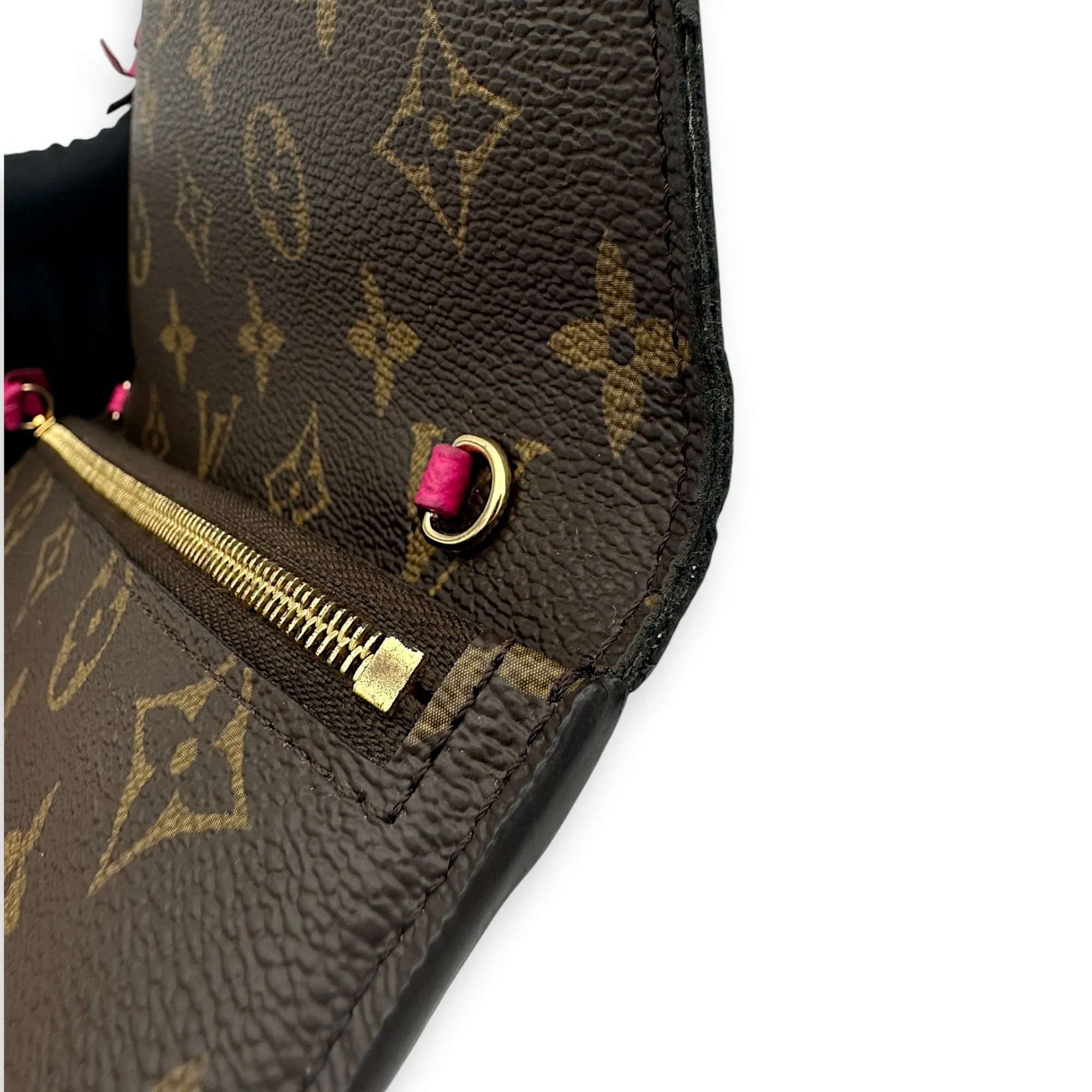 Christmas Animation Pochette Wallet On Chain Brown in Monogram Coated Canvas, Gold hardware