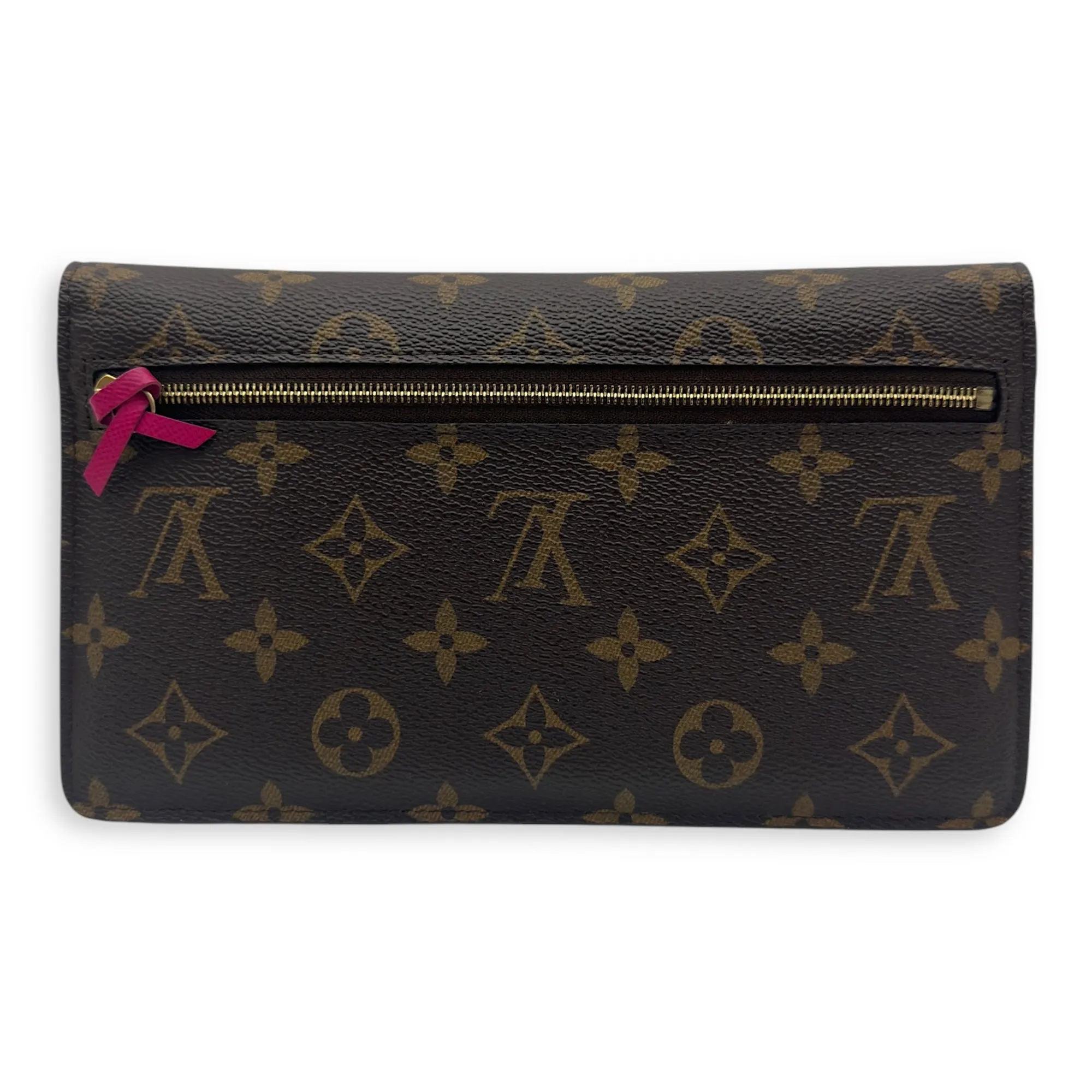 Christmas Animation Pochette Wallet On Chain Brown in Monogram Coated Canvas, Gold hardware