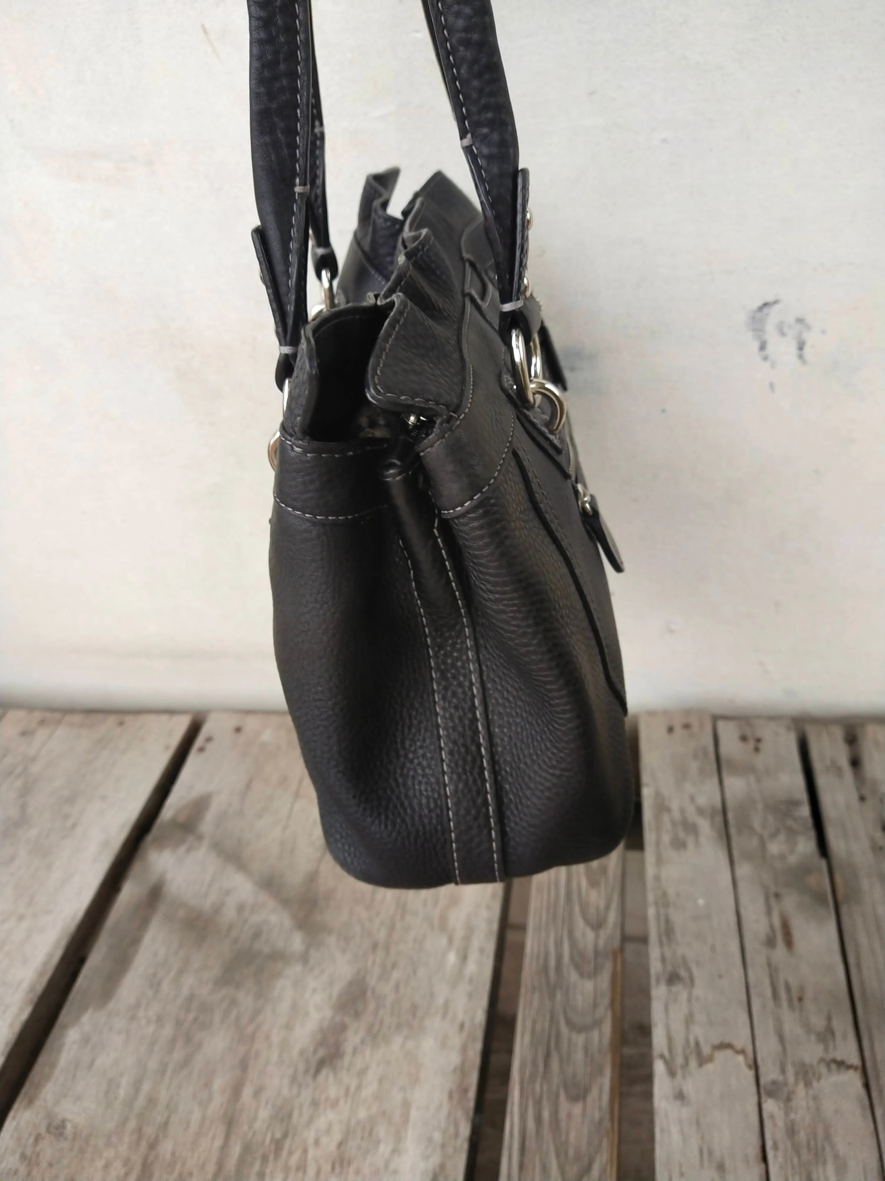 Coach Penelope Pebbled Satchel F14686 Black Leather Shoulder Bag