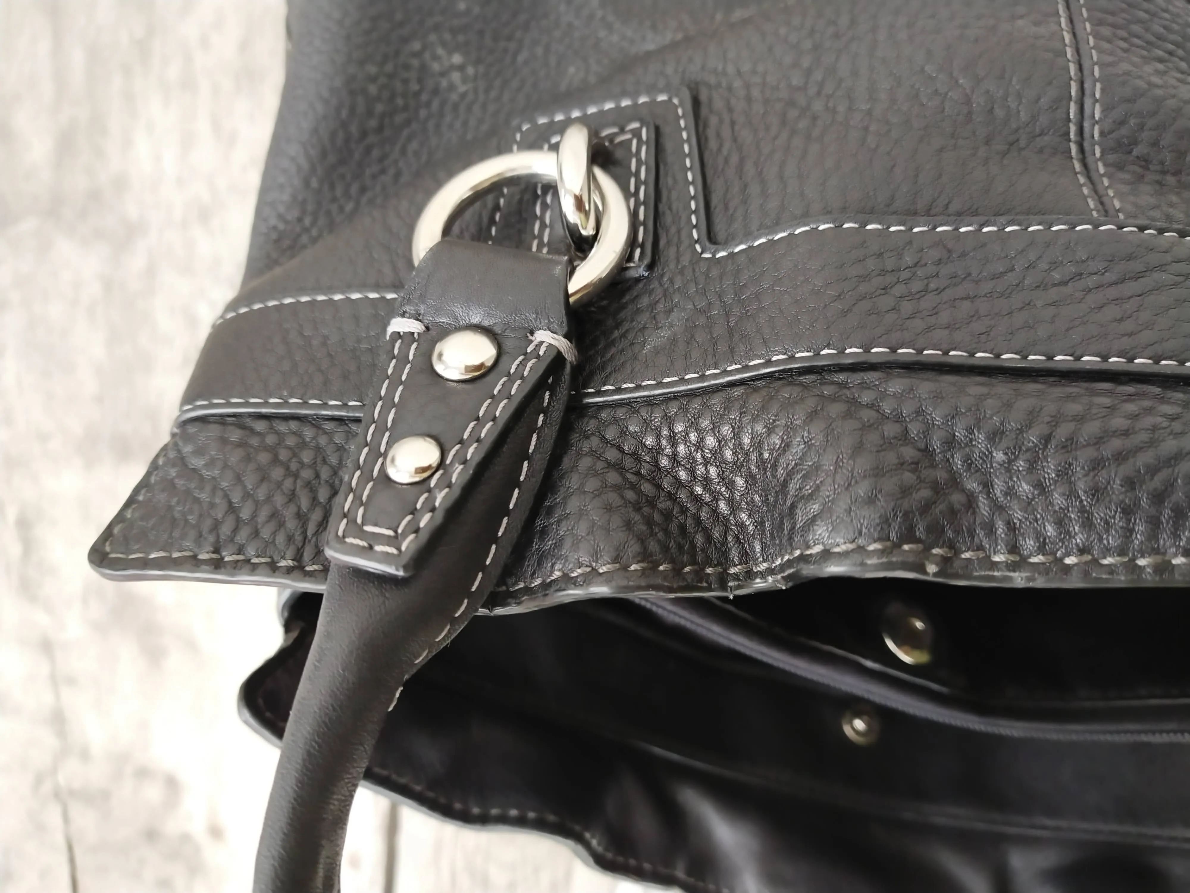 Coach Penelope Pebbled Satchel F14686 Black Leather Shoulder Bag