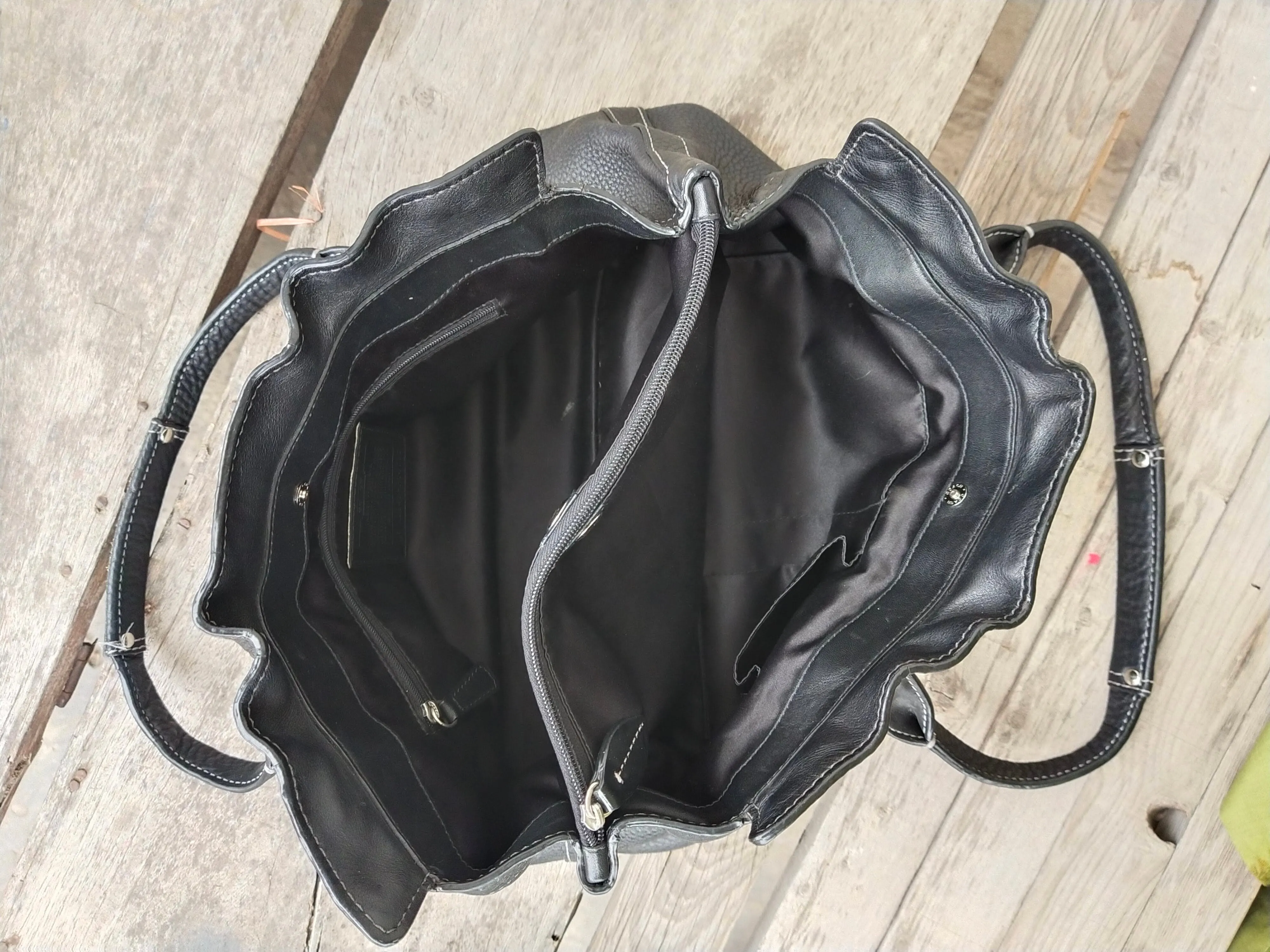 Coach Penelope Pebbled Satchel F14686 Black Leather Shoulder Bag