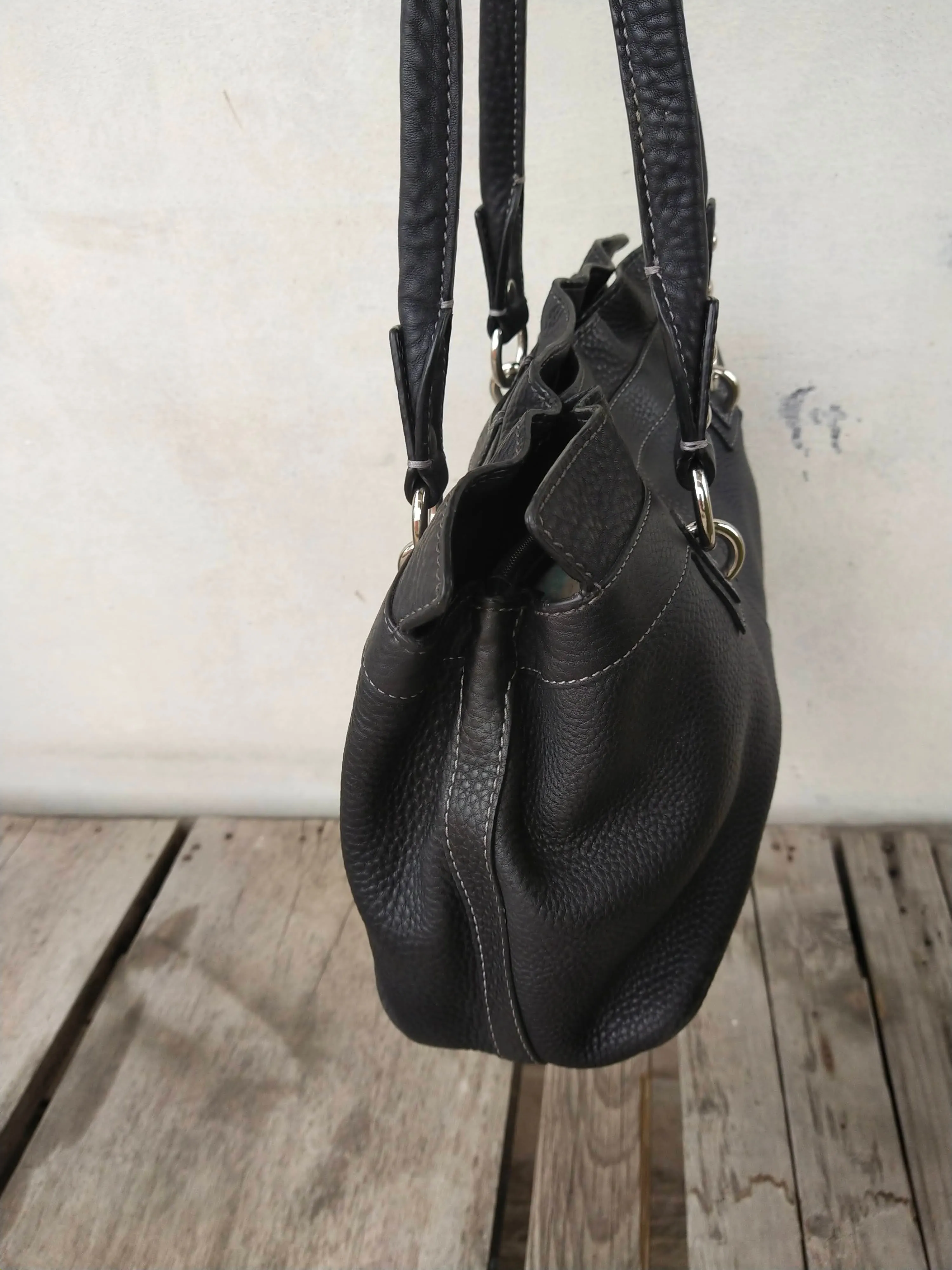 Coach Penelope Pebbled Satchel F14686 Black Leather Shoulder Bag