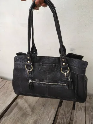 Coach Penelope Pebbled Satchel F14686 Black Leather Shoulder Bag