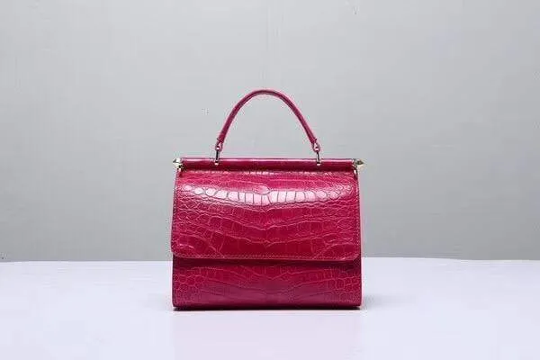 Crocodile Top Handle Bag Peach