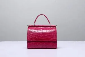 Crocodile Top Handle Bag Peach