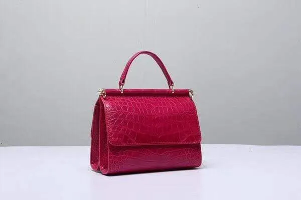Crocodile Top Handle Bag Peach