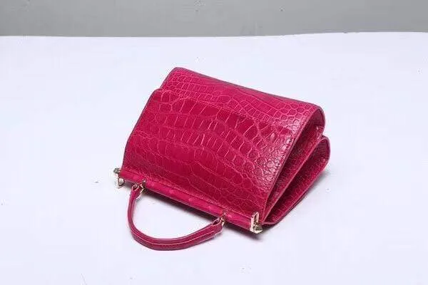 Crocodile Top Handle Bag Peach