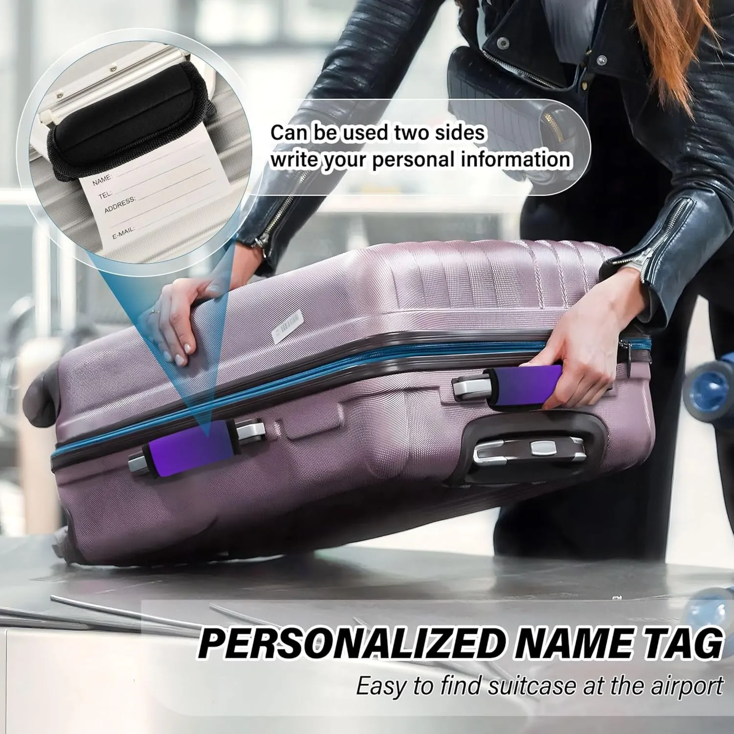 Custom Black Green Violet Gradient Luggage Cute Handle Wraps Luggage Identifiers for Suitcases Luggage Accessories, 2 Pack