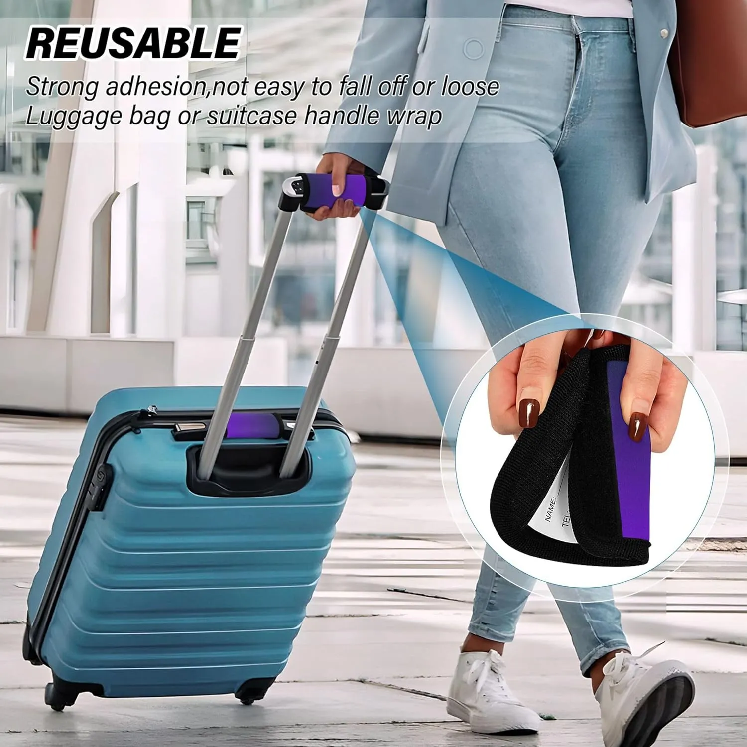 Custom Black Green Violet Gradient Luggage Cute Handle Wraps Luggage Identifiers for Suitcases Luggage Accessories, 2 Pack