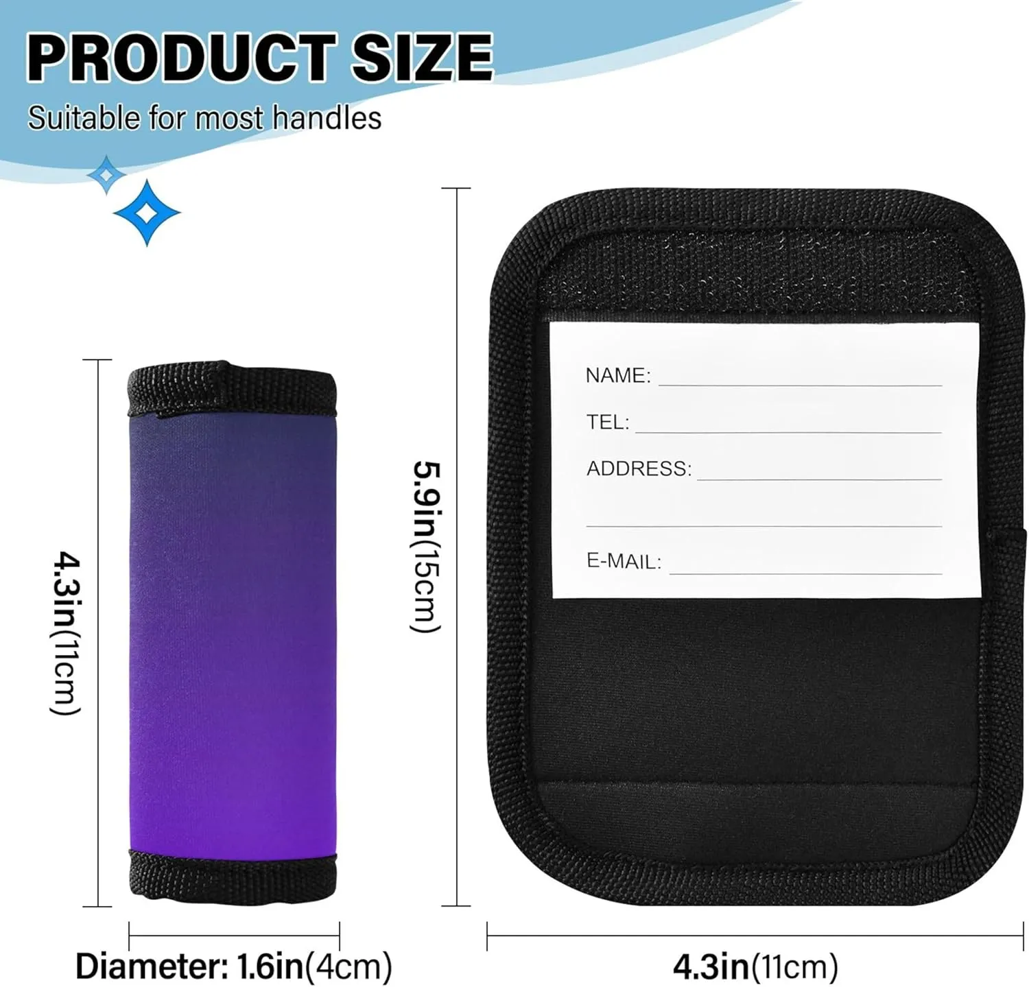 Custom Black Green Violet Gradient Luggage Cute Handle Wraps Luggage Identifiers for Suitcases Luggage Accessories, 2 Pack