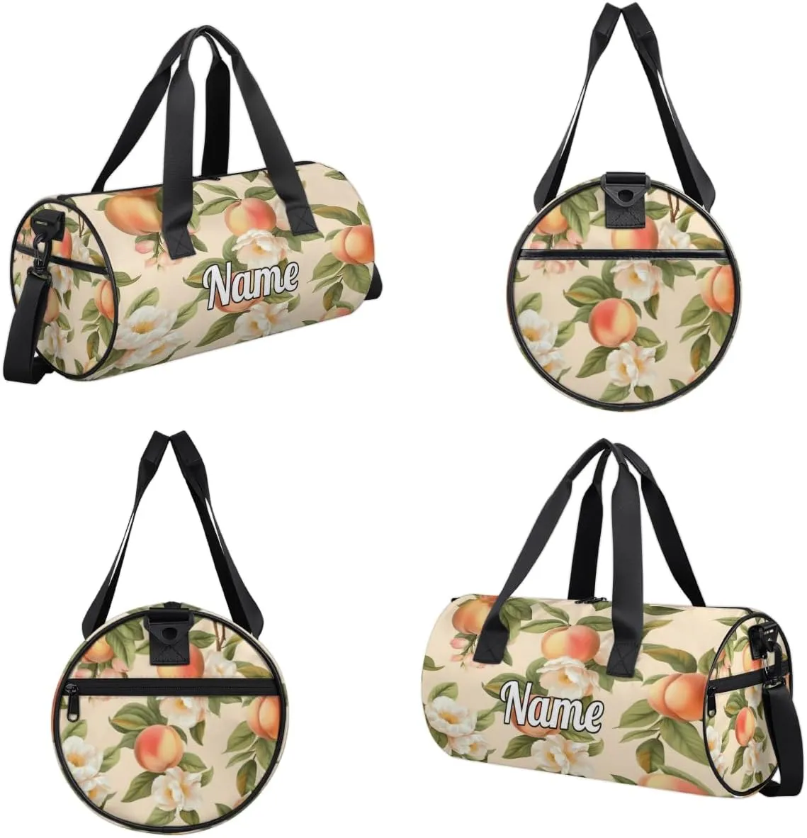 Custom Dance Duffel Bag Sport Backpacks Gyms and Weekend Overnight Travel Duffle Bag Birthday Christmas Halloween Waterproof, Cartoon Peach Prints